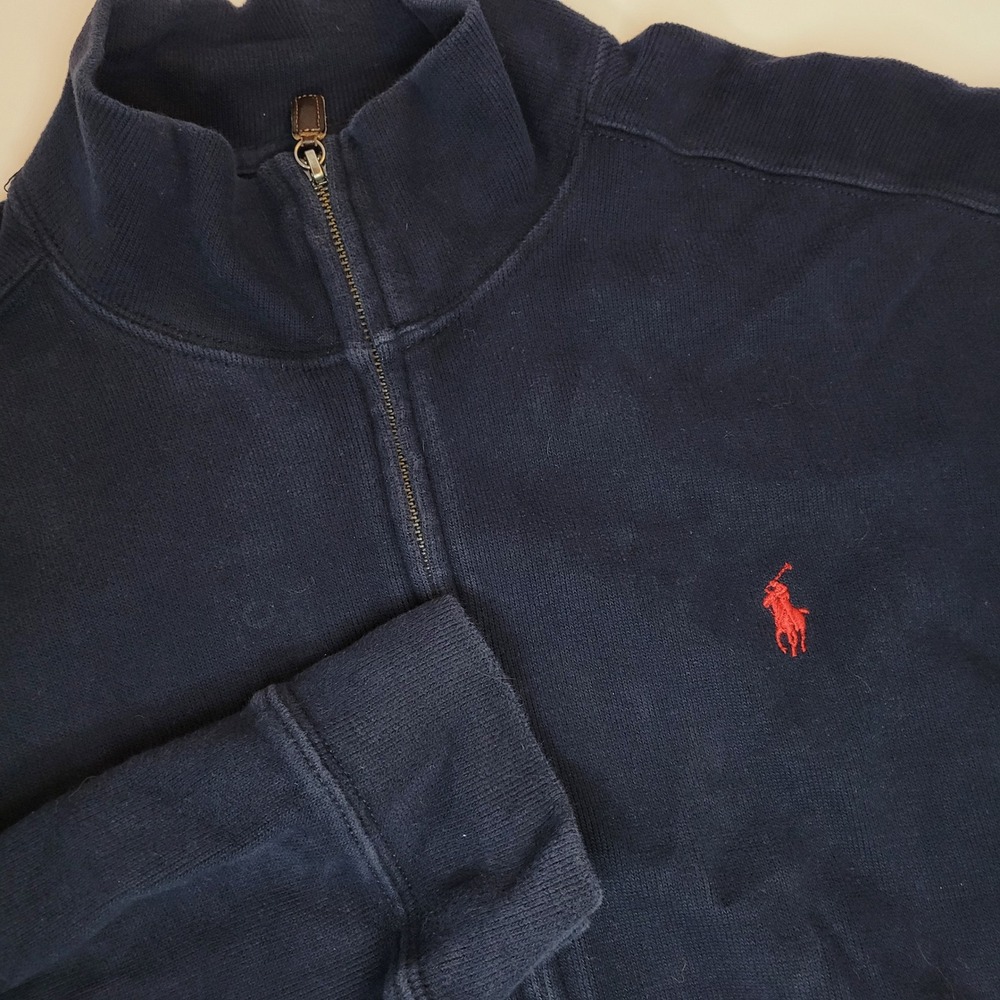 Polo Ralph Lauren Full Zip Sweatshirt Mens XL Navy Blue Excellent Cotton Logo